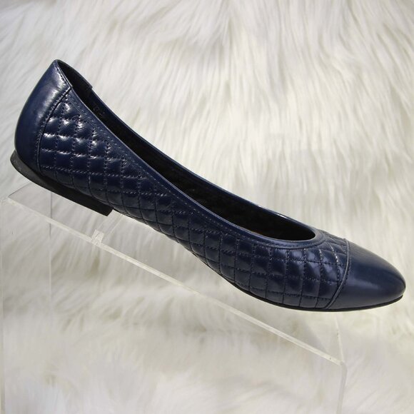 Born B73434 VBED14 Ballet Flat Womens Sz 10 EU 42 Navy Quilted Cap Toe Leather - Picture 4 of 15